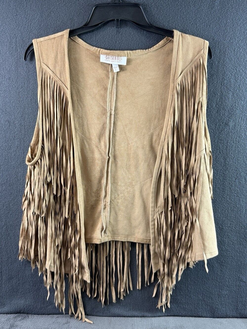 Shyanne Fringe Vest Womens Large Brown Faux Suede Southwestern Cowgirl Festival